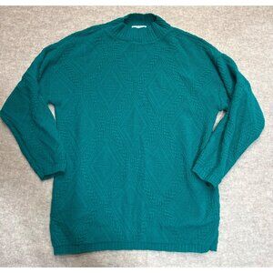 Vintage Talbott Mockneck Sweater Tunic Oversized Green Made in USA Acrylic Diamo